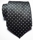 New Classic Polka Dot Black White Jacquard Woven 100  Silk Men s Tie Necktie