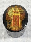 Vintage Miniature Hand Painted Russian Lacquer Box Palekh Folk Art Style