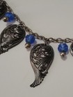 Antique Art Nouveau Open Work Wings   Carved Blue Glass Beads