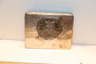 Vintage  900 Silver Cigarette Case Military Emblem 152 9 Grams
