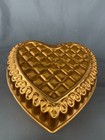 Vintage Copper Quilted Heart-shaped Hangable Jello Mold 10 1 2  Diameter