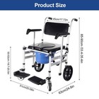 2-in-1 Aluminum Commode shower Wheelchair W  Locking Casters Adjustable Height