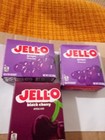 Jell-o Gelatin 3 Oz  2  Grape Exp 01 2028    1  Black Cherry Exp 04 2027