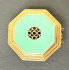 Vtg Richard Hudnut Le Debut Art Deco Goldtone Tri Fold Compact Original Puffs