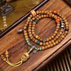 Old 108 Tibetan Lotus Beads Mala 7mm Prayer Beads Necklace 28 