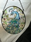 Amia Peacock Handpainted Stained Glass Window Sun Catcher Vintage