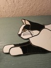Vintage 18  Stained Glass Crouching Cat W yellow Glass Eye-good  See Description