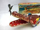 S e Japan Tin Litho Snapping Alligator Vintage Wind Up Toy Original Box Working 