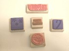 Christmas Wood Mounted Ink Stamps Set Of 5 New