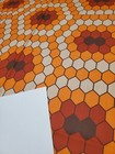 Awesome Rare Vintage Mid Century Retro 70s Org Geometric Beehive Lrg Fabric  Wow