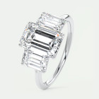 Customized Gold Ring Semi Mount 14k White 1 Carat Diamond Emerald Cut Setting