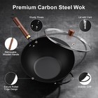Todlabe Nonstick Wok  13-inch Carbon Steel Wok Pan With Glass 13in  Black 