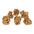 Feng Shui Set Of 6 Gold Elephant Trunk Statues Wealth Figurine Gift  Home Decor