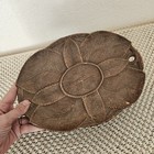 Antique Oval Tray With Hand Carved Wooden Ferns Primitive Old Fancy 