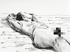 Male nude Original Ink Drawing Of Nude Men Black And White 8x6