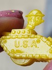      Vintage Cracker Jack Moving   Motion Miniature Yellow Usa Army Tank Toy Prize