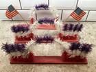 Vhtf German Style Vintage 3 Piece Patriotic Arched Twins Feather Trees Fence