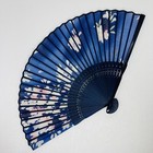 Vintage 1970s Japanese Lacquered Wooden Hand Fan Cherry Blossom Art On Cloth 20