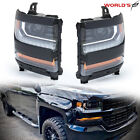 Headlight For 2016-2018 Chevy Silverado 1500 Hid xenon W  Led Black Rh lh