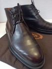 Tods Men Leather Chukka Boots Brown Mahogany Gommino Desert Shoes Italy Size 7 