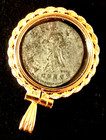 St Helena Genuine Ancient Roman Coin Gold Fill Rope Bezel dome Pendant Necklace