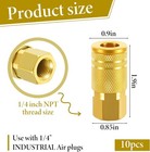  10 Pack 1 4 Inch Air Hose Fittings  Brass Ntp Female Industrial Coupler  