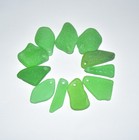 Genuine Drilled Green Sea Glass Beads 27-34mm Beach Glass Pendant Jewelry Making