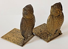 Vintage Owl Bookends Cast Metal Brass Mid Century Pair Bird Decor Book Holder