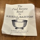 Reed   Barton Paul Revere Silverplated Bowl  101 With Plastic Liner  Tarnished