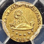 Scarce Gold 1844 Pts R Bolivia 1 2 Scudo   Pcgs Au53
