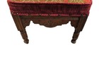 Antique Vintage Upholstered Footstool Ottoman Wood Frame Legs