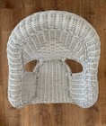 Vintage White Wicker Chair Child Size Woven Arm Chair Photo Prop Kids Room 21   