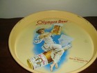 Vintage Olympia Beer Metal Advertising Serving Tray Flying Bottle