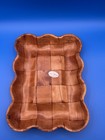 Vintage Bamboo Rectangular And Round Scalloped Edge Serving Set