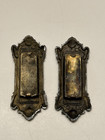 Vintage Pair Pocket Door Pull Heavy Petite Cast Bronze Art Nouveau  - 4-1 2 Inch
