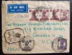 1945 Chhindwara India Airmail Censored Cover To  Hospital Pub Chicago Il Usa