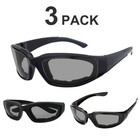 3pcs Chopper Foam Padded Motorcycle Riding Glasses Sunglasses Windproof Goggles