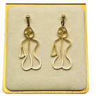 Earrings Drop Dangle Female Gold Tone Lady Woman Body Statement Abstract Unusual