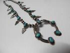 Vintage Navajo Indian  sterling Silver Turquoise Squash Blossom Naja Necklace