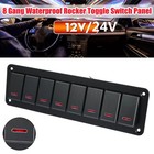 2 3 4 6 8 Gang Rocker Toggle Switch Panel Waterproof Dc 12v 24v Red Led For Car