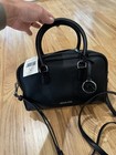 Michael Kors Thompson Women Medium Pebbled Black Leather Duffle Satchel Bag Nwt