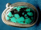 Vintage Navajo   Sterling Silver   Fine Natural Nevada Web Turquoise Ring Sz6 75
