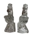 Vintage L E Smith Clear Glass Rearing Horse Bookends 1940s Weighted Base