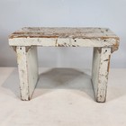 Relaimed Small White Chippy Painted Distressed Wood Step Stool riser side Table