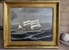 Antique Maritime Ship Painting  19th Century Sailing Ship Art  Dutch Nautical