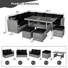 Patiojoy 7 Pcs Patio Rattan Dining Set Sectional Sofa Couch Outdoor Deck Black