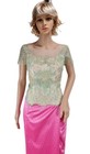 Khmer Cambodia Traditional Clothes Women Size M Gold Lace Top Pink Koran Silk