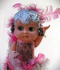 Vintage Pre War Japan Celluloid Feather Carnival Doll