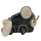 Vtg Ron Komok Inuit Stone Sculpture Eskimo Figure 5 x4  Drum Hand Carved