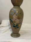 Antique Victorian Hand Blown Glass Blue Bristol Enameled 13  Vase